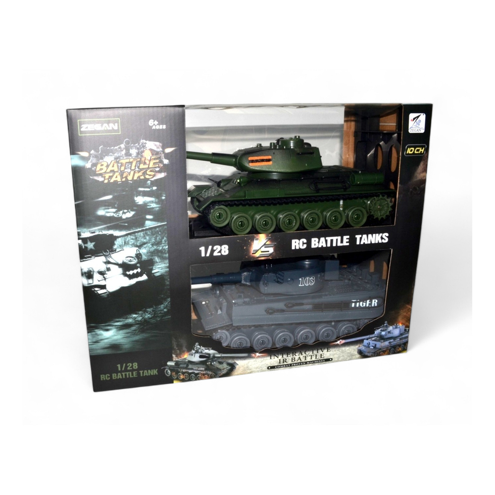 Радиоуправляемый танковый бой Zegan Т34 и Tiger масштаб 1:28 RTR 99824RU