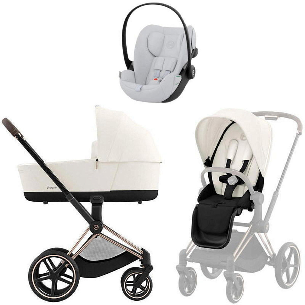 Коляска Cybex Priam IV Rosegold complete Cloud G Fog Grey Base G 3 в 1 Off White