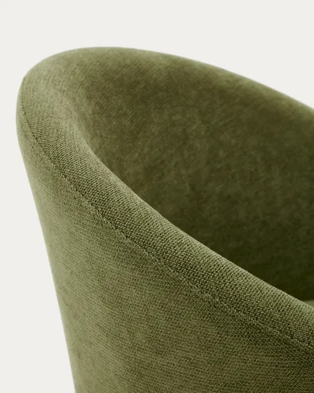 Крутящийся стул Marvin из зеленой синели с ножками из ясеня