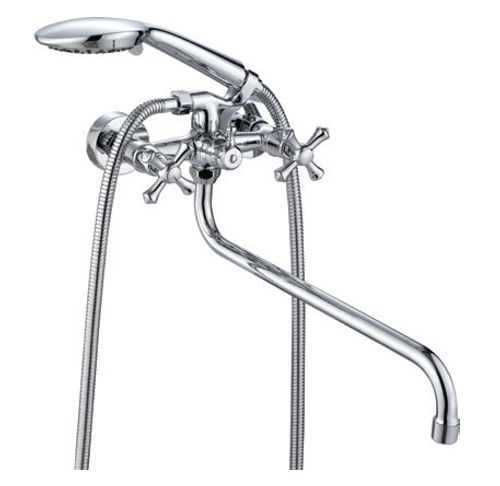 Смеситель для ванны V210141 двухвентильный латунный хром длинный излив