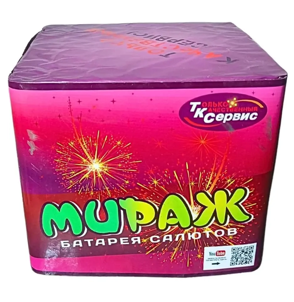 Батарея салютов Мираж (TKB529) от Тк Сервис, 49 залпов, 20 мм