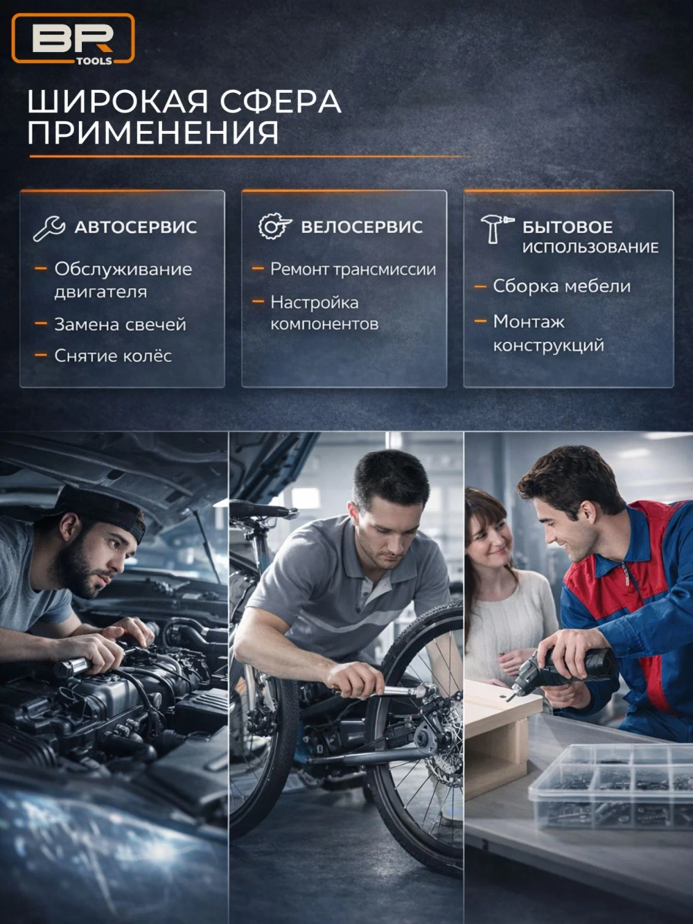 Набор торцевых головок с трещоткой 1/4