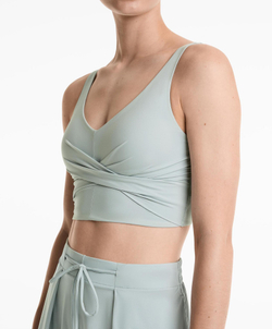 Oysho Топ-майка Light Touch с перекрестными деталями, светло-бирюзовый