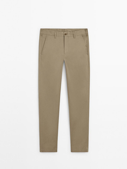 Massimo Dutti Хлопковые облегающие брюки, жженый