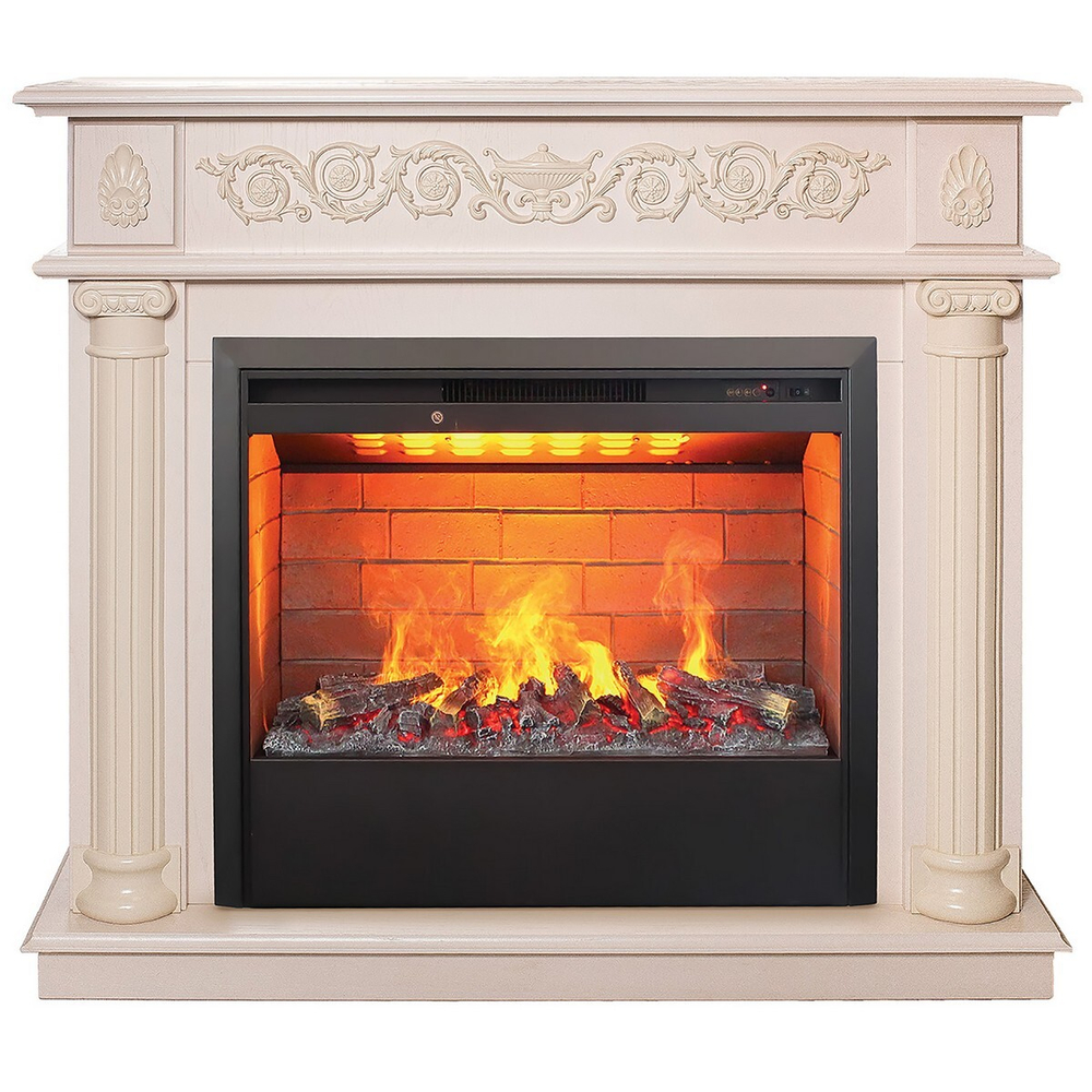 Электрокамин RealFlame Attica WT айвори с очагом 3D Helios 26