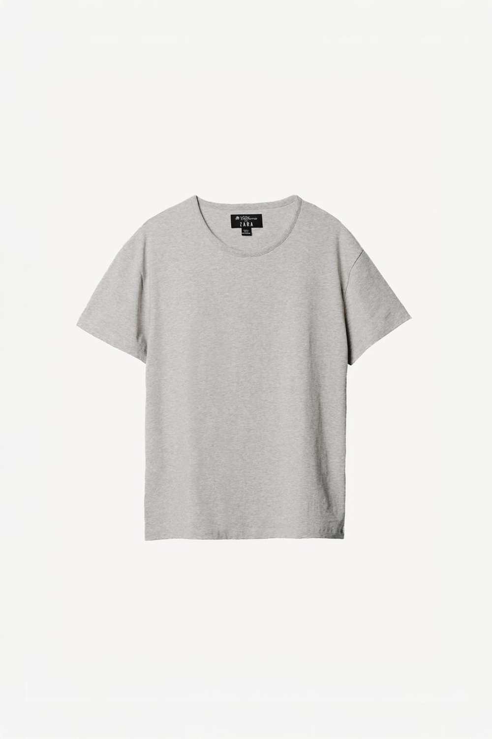 ZARA X WILLY CHAVARRIA ОДНОТОННАЯ ФУТБОЛКА, СЕРЫЙ МЕЛАНЖ