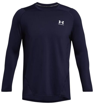 Мужская теннисная футболка Under Armour Men's HeatGear Armour Fitted Long Sleeve - midnight navy/white