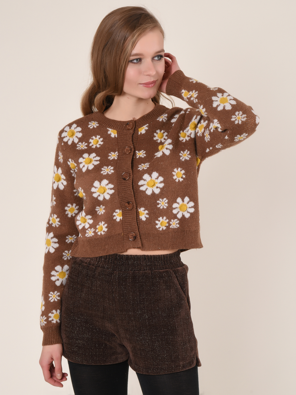 Кардиган женский с объемными ромашками