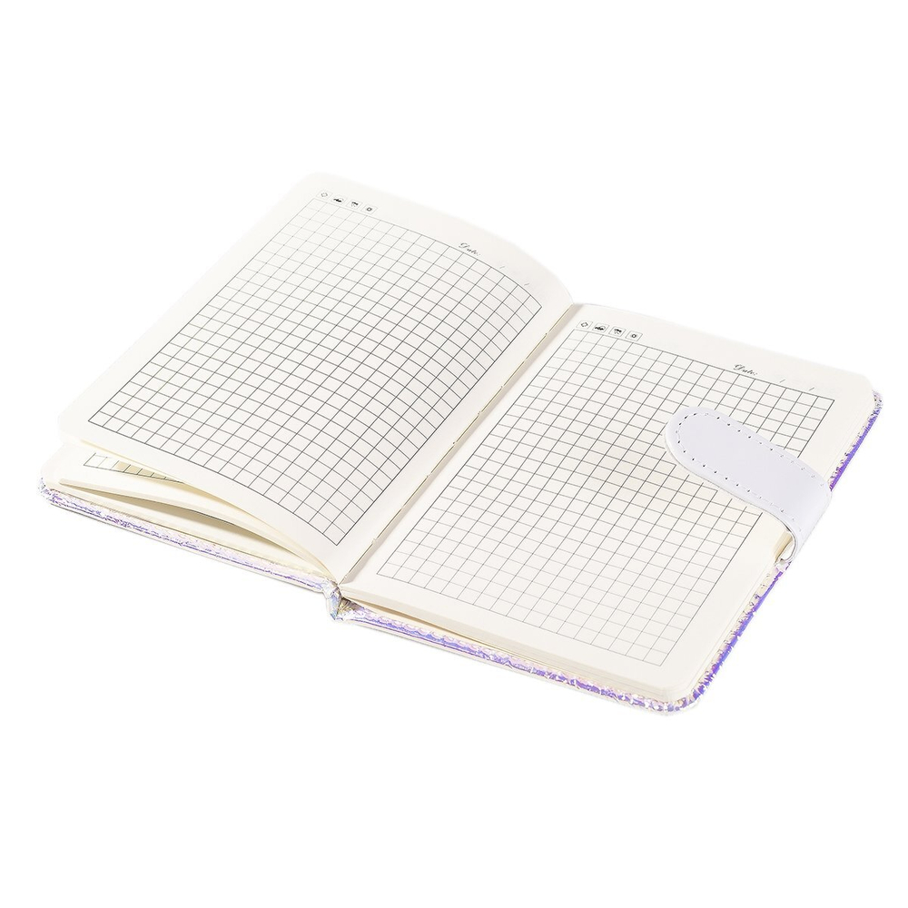 Ежедневник недатированный, 10,5 х 14,8 см, 7БЦ, Alingar, ПВХ, клапан на магните, 80 л, клетка, "Снежный блеск".