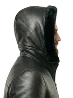 KHIMEONE Мужская кожаная куртка с капюшоном на меху (натуральная кожа/натуральный мех)