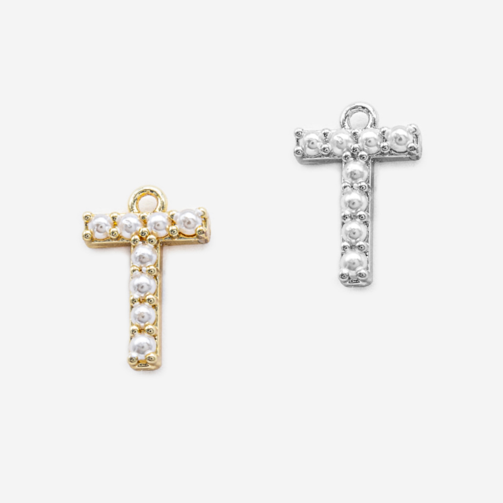 Подвеска с жемчугом в форме буквы "T", 14*9,5мм