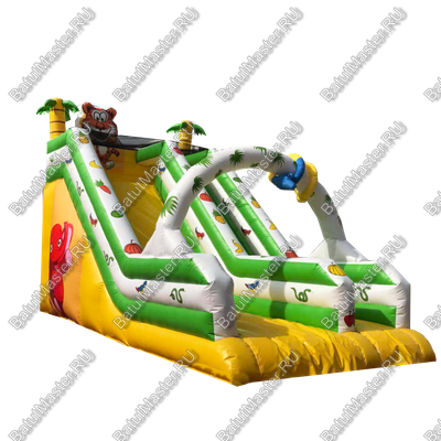 Надувной батут-горка "Тропический микс" 7*4*7 м