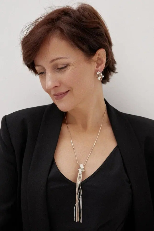 Сотуар ромб неправильной формы с кистью, оттенок "теплое" серебро