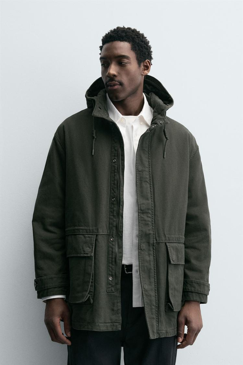 ZARA ПАРКА СВОБОДНОГО КРОЯ С ЭФФЕКТОМ ПОТЕРТОСТИ, СВЕТЛО-КОРИЧНЕВЫЙ