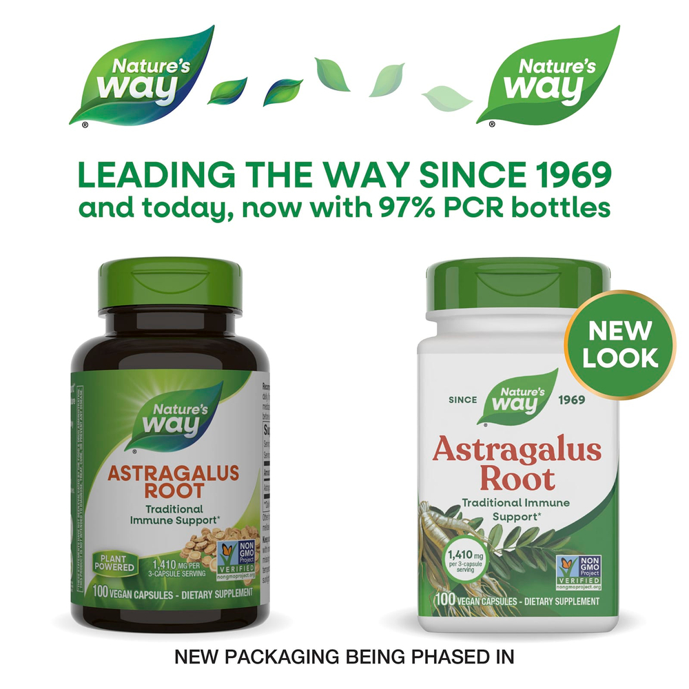 Nature's Way, корень астрагала, 100 веганских капсул (470 мг в 1 капсуле)