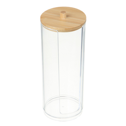 ЮНИLOOK Органайзер для ватных дисков с бамбуковой крышкой, 16,5x6,5см, PS, бамбук, ВЗ24-27