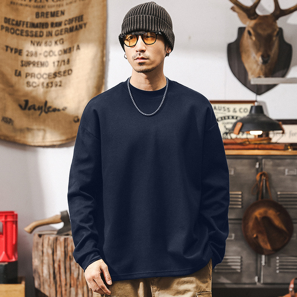 Футболка шлифованный хлопок с длинными рукавами мужская, весна