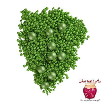 Шоколадный декор "Жемчуг ЗЕЛЕНЫЙ" 3 размера №107, 100 гр.