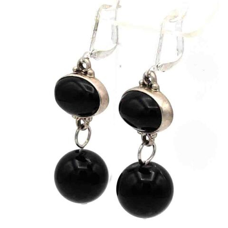 Серьги "Ампир" турмалин шерл