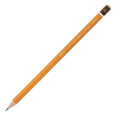 Карандаш чернографитный KOH-I-NOOR 1500, 1шт., 2H, корпус желтый, заточенный