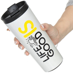 Термокружка нерж, 0.45 л, Daniks, серебр, SL-NT014E-SS-logo1