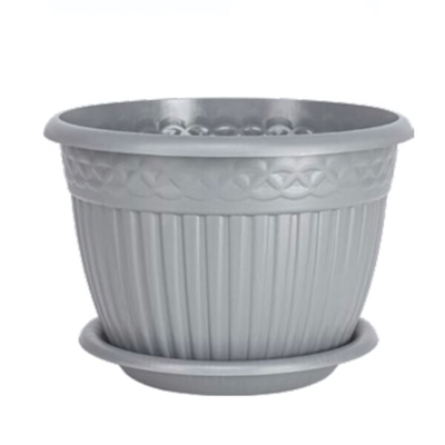 Кашпо "Византия" (3л.) с блюдцем Цв. Серый жемчуг