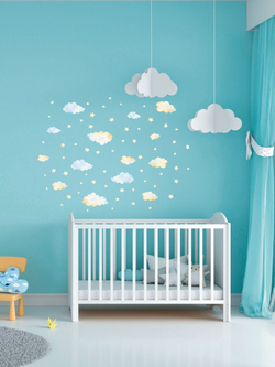 Интерьерные детские наклейки в комнату, акварельные облака
