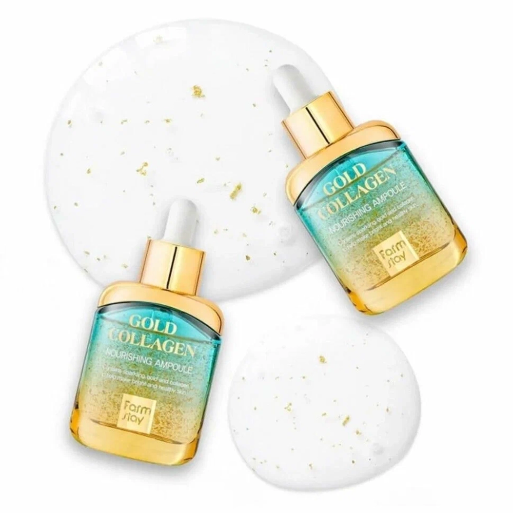 Сыворотка с золотом и коллагеном питательная FARM STAY GOLD COLLAGEN NOURISHING AMPOULE 35мл
