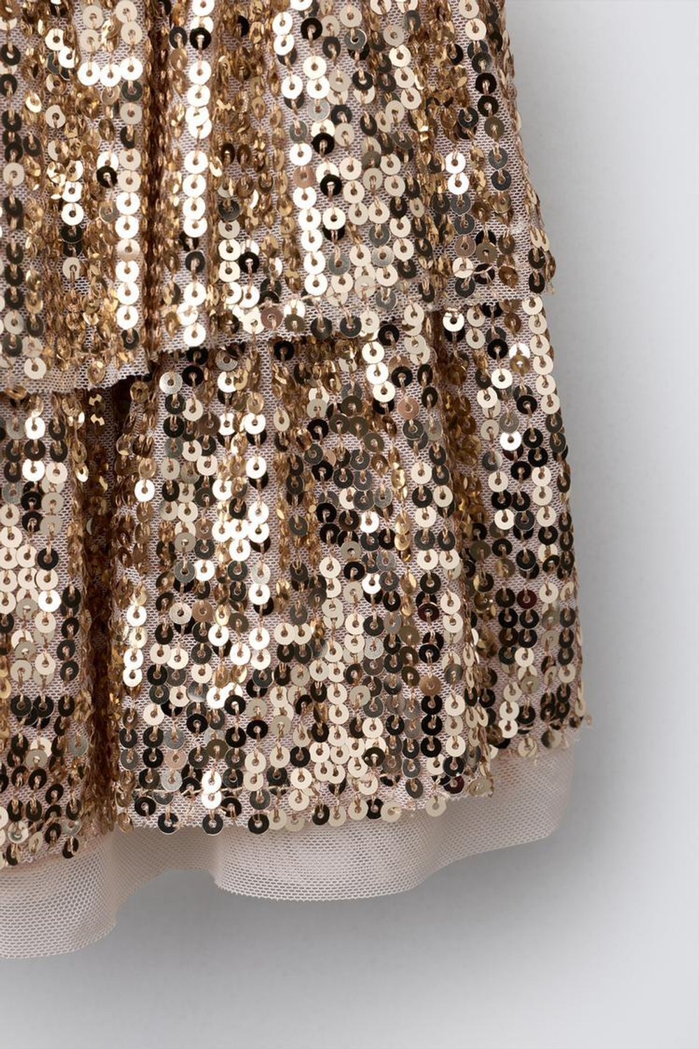 ZARA ЮБКА С ВОЛАНАМИ И ПАЙЕТКАМИ, ЗОЛОТИСТЫЙ
