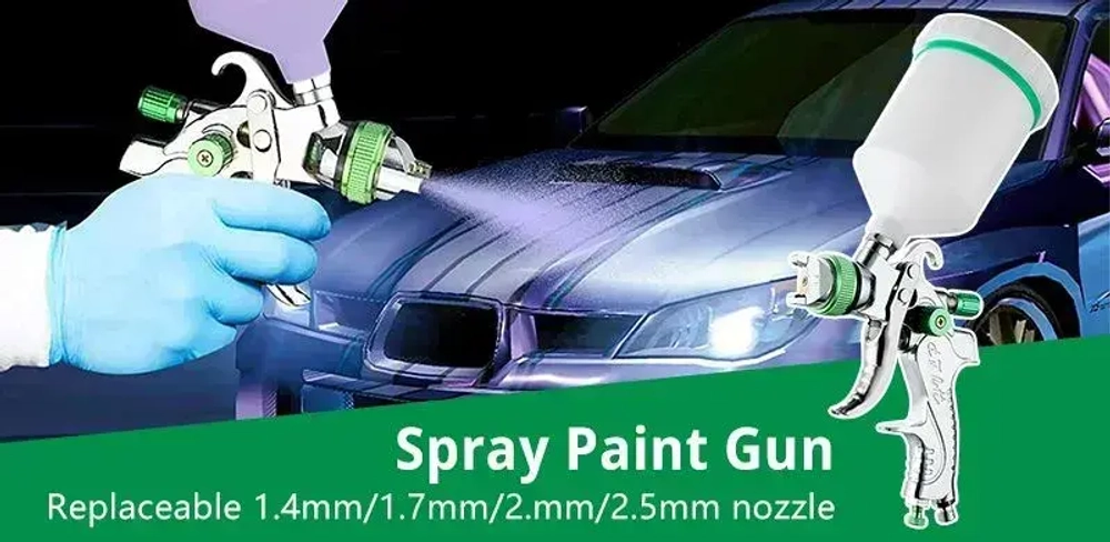 Профессиональный Краскопульт пневматический , Гравитационный Аэрограф С Соплом , Для Покраски Автомобилей Благоустройство дома , HVLP 1.4/ 1.7/2.0 мм сопло