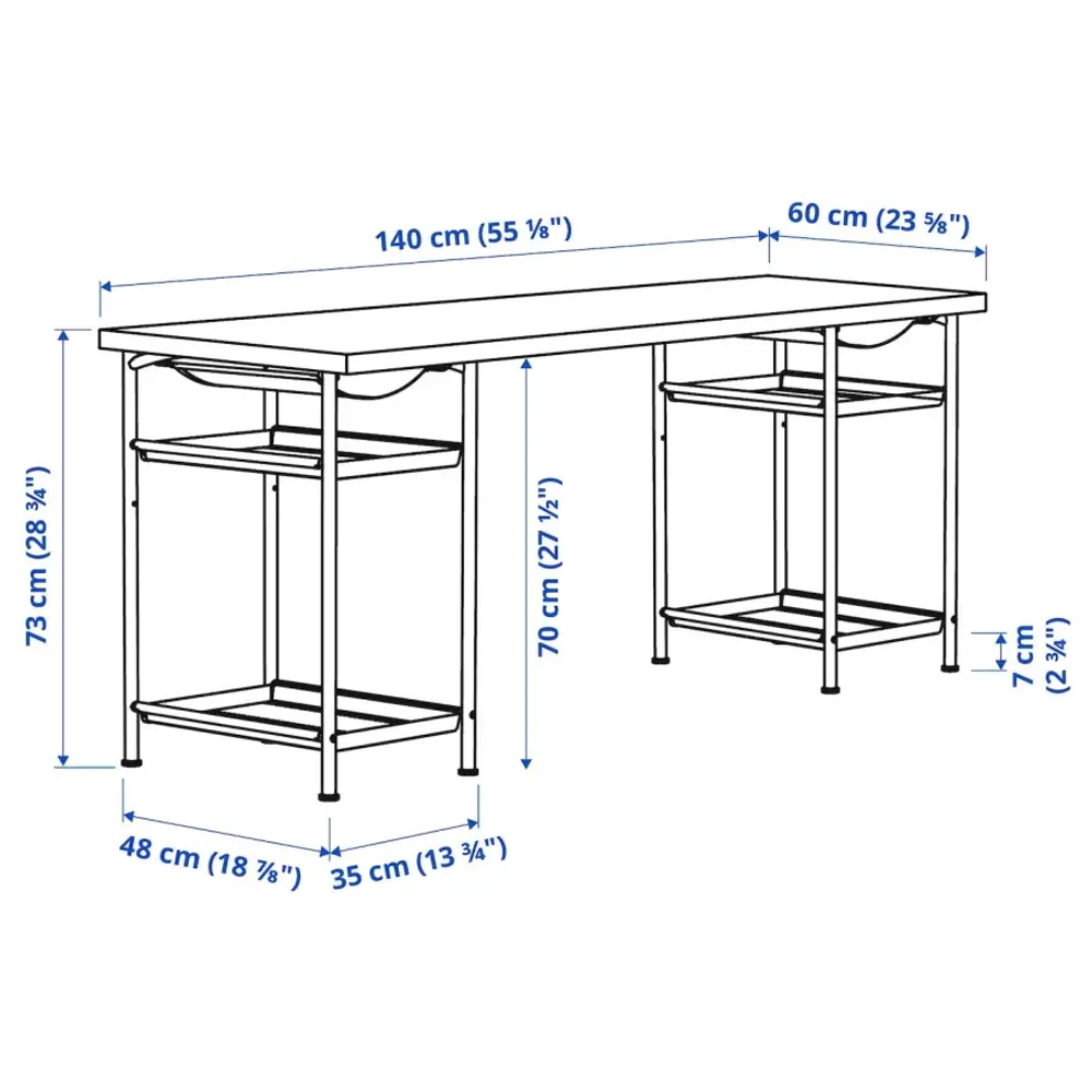 Письменный стол - IKEA LAGKAPTEN SPÄND/SPAND/СПЭНД ЛАГКАПТЕН ИКЕА, 140x60см, белый, антрацит