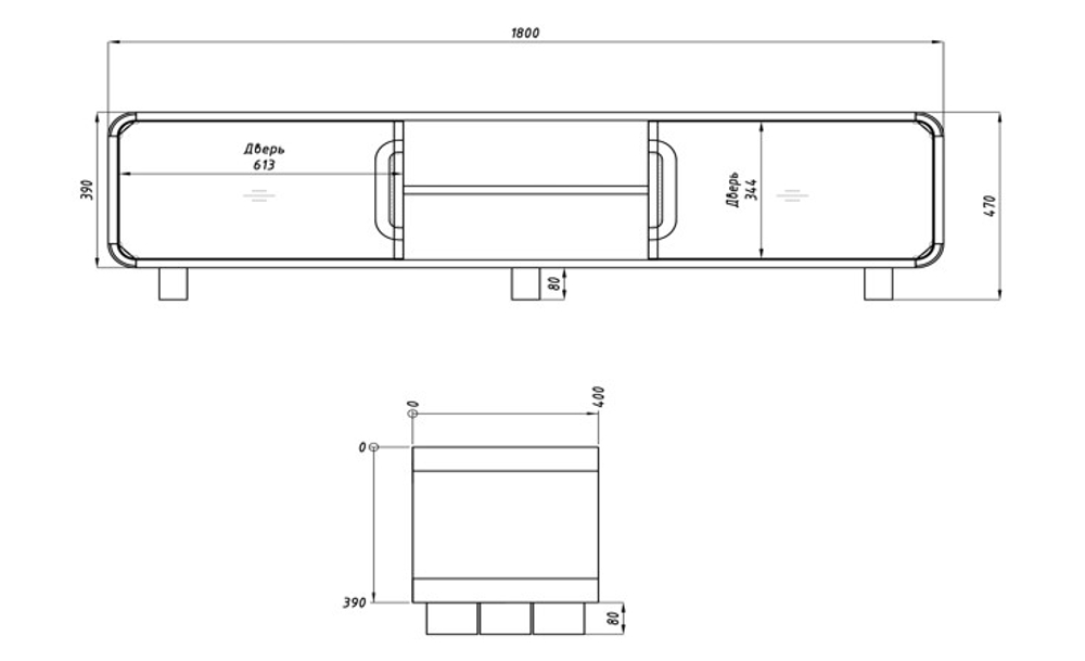 Тумба под ТВ Deo из массива для гостиной