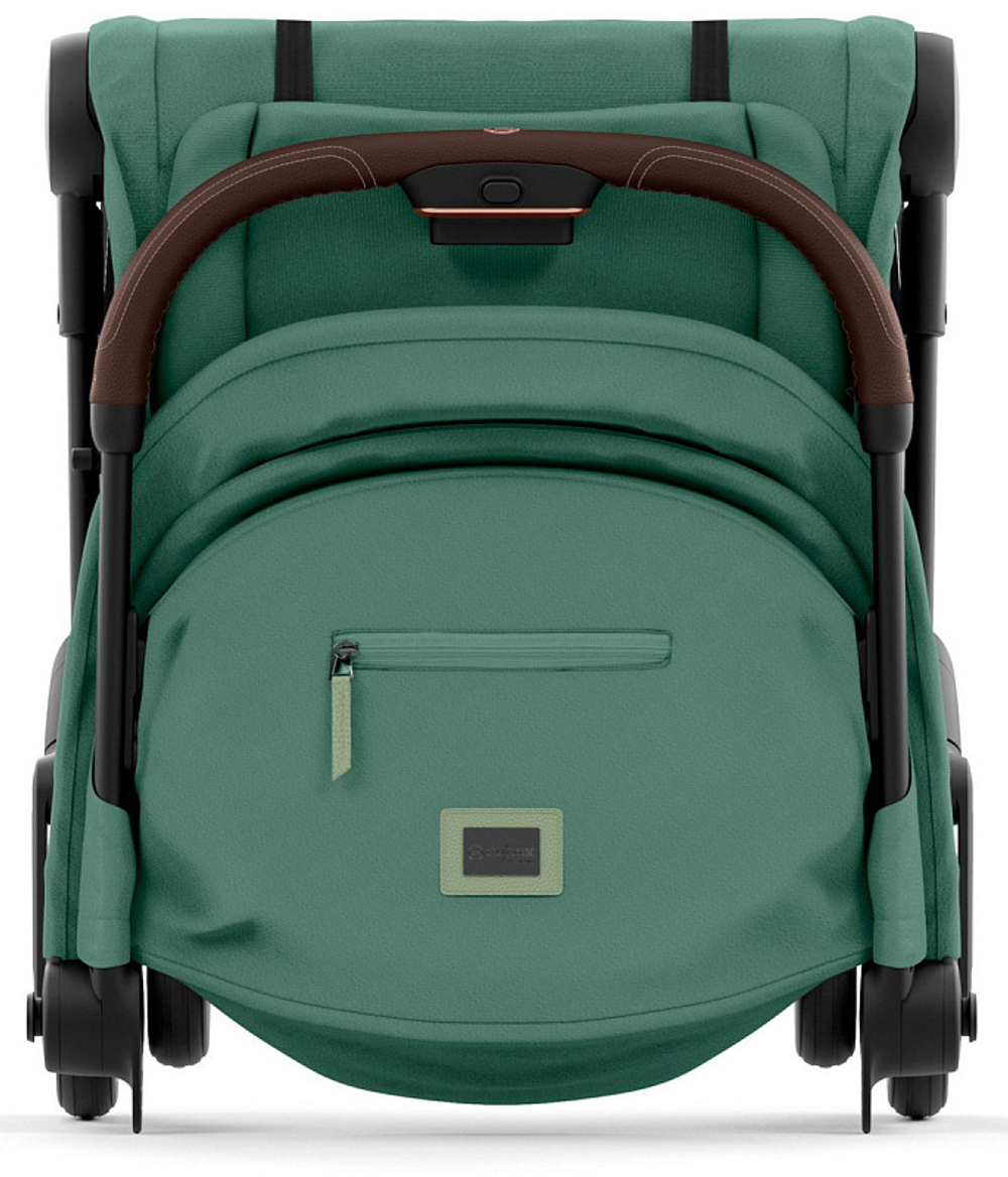 Коляска Cybex Coya Rosegold Frame Cloud G i-Size Fog Grey 2 в 1 Leaf Green с дождевиком и бампером