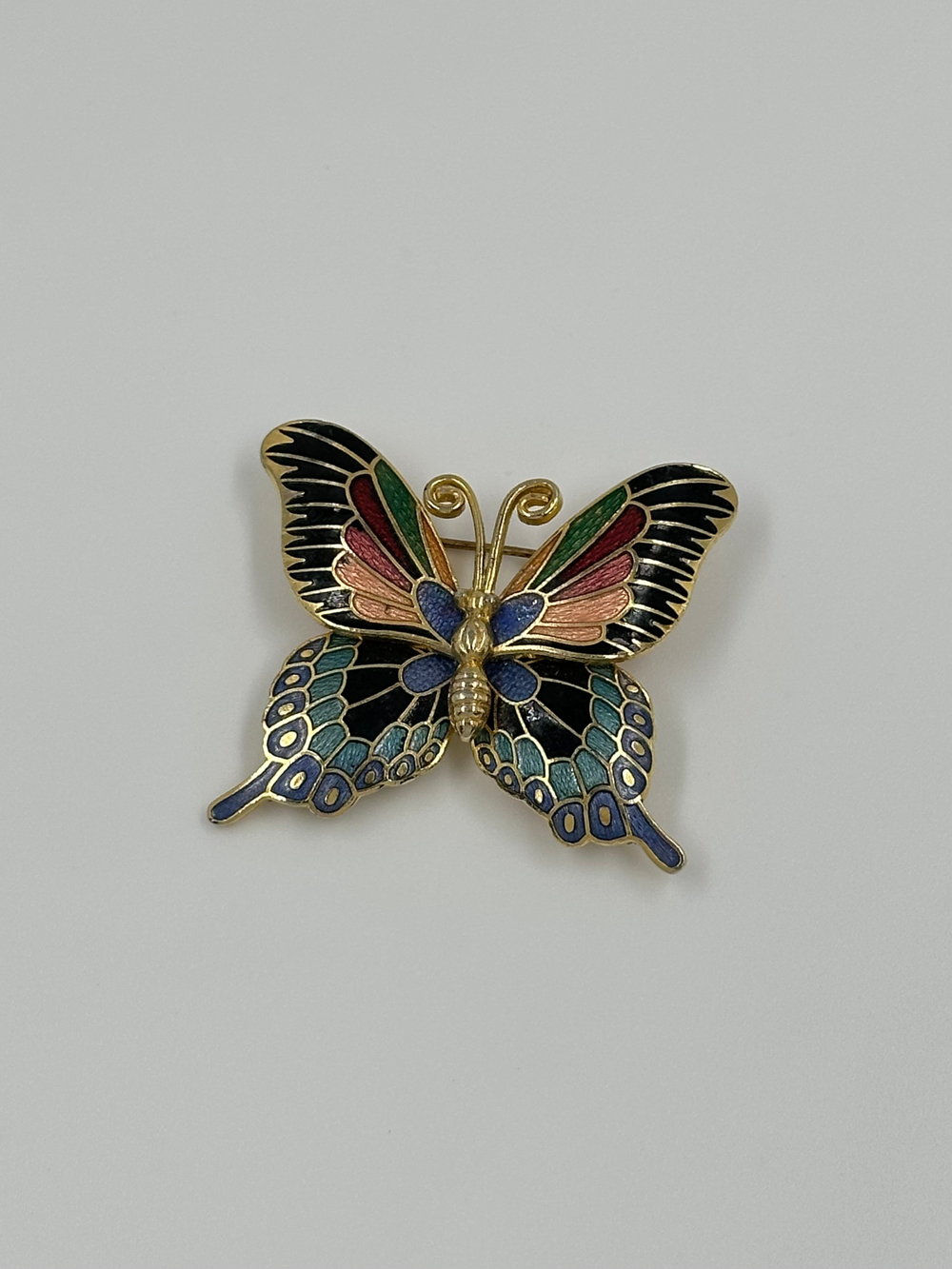 Брошь Бабочка в технике клуазоне