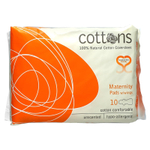 Cottons, Комфортные прокладки для беременных с крыльями, 100% хлопок, плотные, без запаха, 10 прокладок