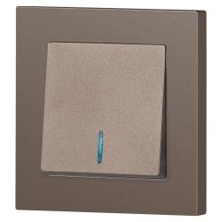 Выключатель Intro Accent 6-102-08 с подсветкой, 10А-250В, IP20, СУ, AL/CU, бронза | Intro
