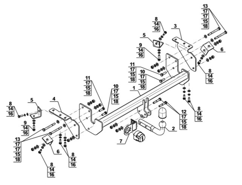 Фаркоп на Mitsubishi ASX 2010-2012 (без снятия и подрезки бампера), Mitsubishi ASX 2012-2022 (требуется подрезка бампера) (паспорт и сертификат в комплекте)(без электрики) Steinhof.M-302