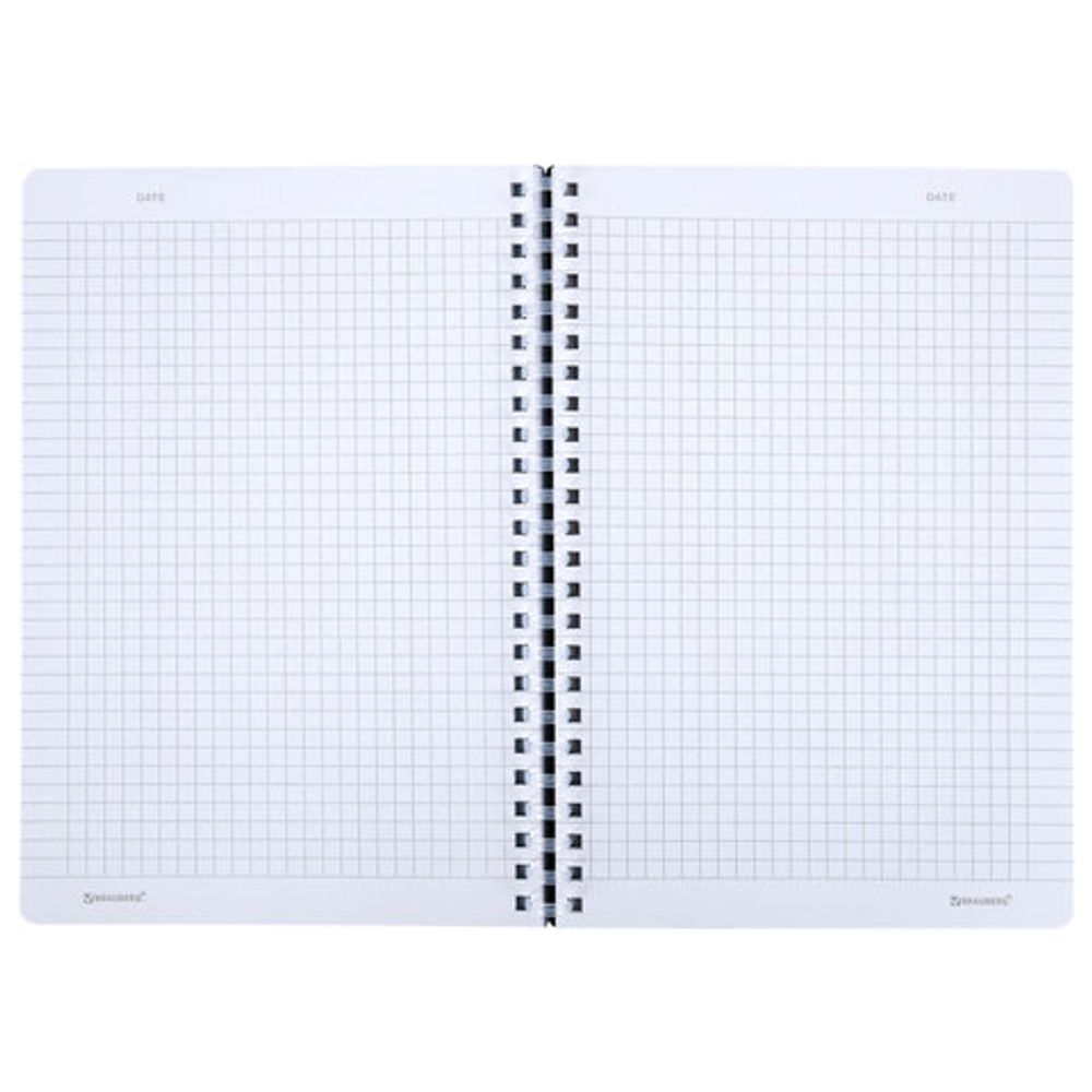 Тетрадь обложка пластик, А5 80 л., гребень мягкий (силиконовый), клетка, BRAUBERG, серый, 405361