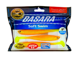 Виброхвост LUCKY JOHN Basara Soft Swim 3D, 5.0in (127 мм), цвет PG03, 4 шт.