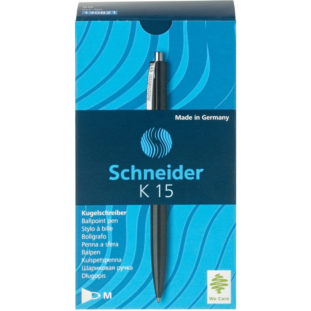 Ручка шариковая автоматическая Schneider "K15" синяя, 1,0мм, корпус черный, ш/к