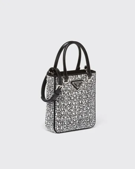 Мини-сумка Prada Duchess с кристаллами серебряный