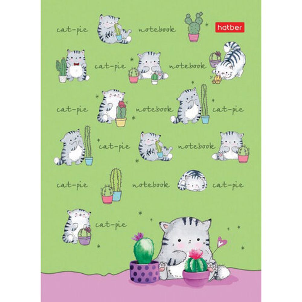 Блокнот МАЛЫЙ ФОРМАТ (105х145 мм) А6, 24 л., скоба, мелованная бумага, HATBER, "Приключения Кота" (16 дизайнов), 24Б6В1
