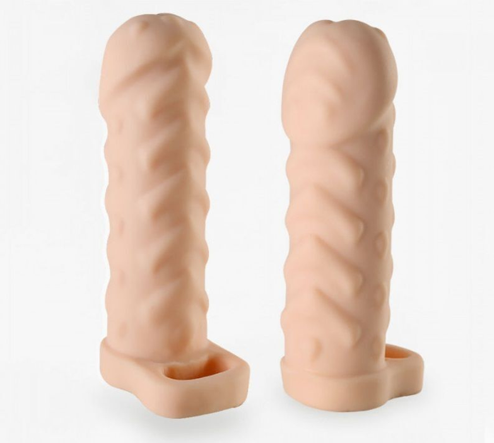Телесная насадка-удлинитель Kleon - 15 см. (Цвет: телесный)
