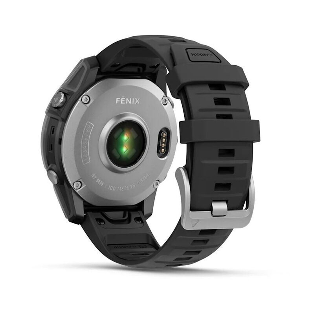Умные часы Garmin FENIX E 47 мм Amoled Slate Gray Steel With Black Silicone Band