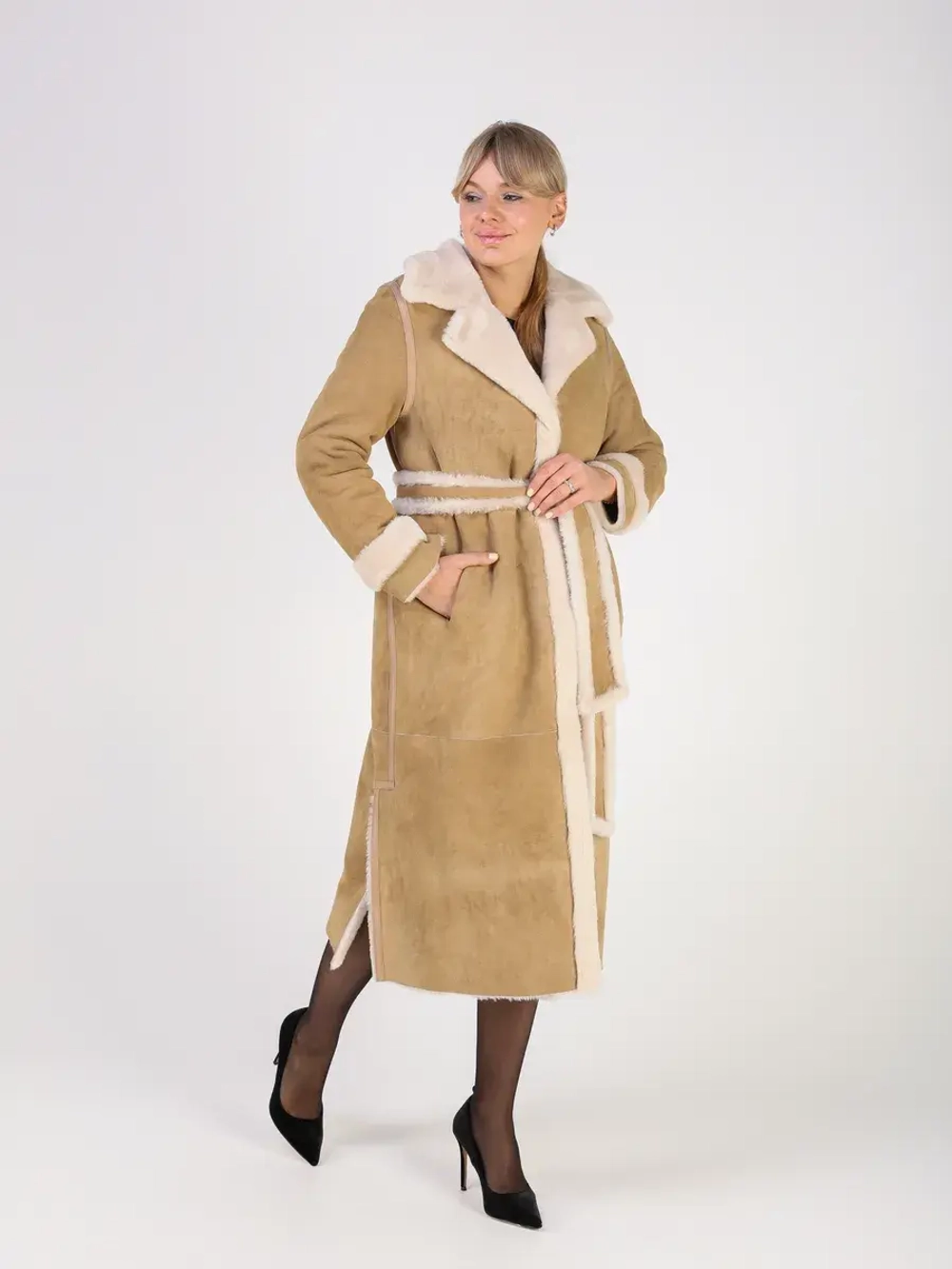 Дубленка зимняя натуральная длинная и теплая