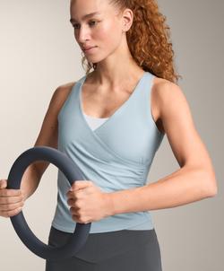 OYSHO Майка Comfortlux с перекрестными деталями, пыльно-синий