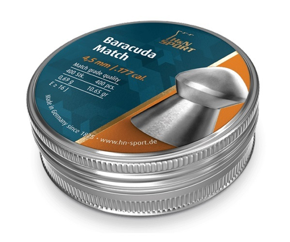 Пули пневматические H&N Baracuda Match 4,5 мм 0,69 гр. (400 шт)