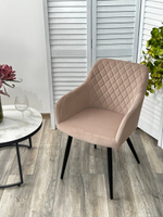 Стул М-City DISAUR Бренди (Brandy) 505-4 Латте, Велюр "Беспальчиковый", Черный каркас