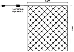 Светодиодная сетка с контроллером 2*3 м., 384 теплых белых LED ламп, прозрачный ПВХ, Beauty Led (NTL384C-10-2WW)