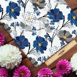 Ткань шелк Армани цветы васильки